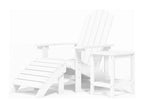 Artvivrestore garden chair with footrest and table, HDPE, White, 21934UIFE