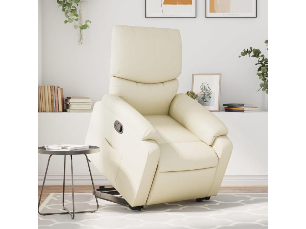 Cream Faux Leather Reclining Armchair 42956RPKN