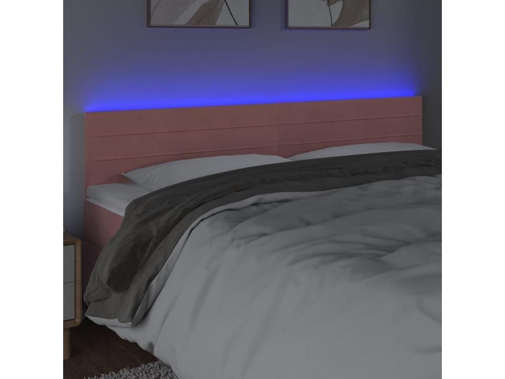 Pink LED Headboard 200x5x78/88 cm Velvet 87185PVIC