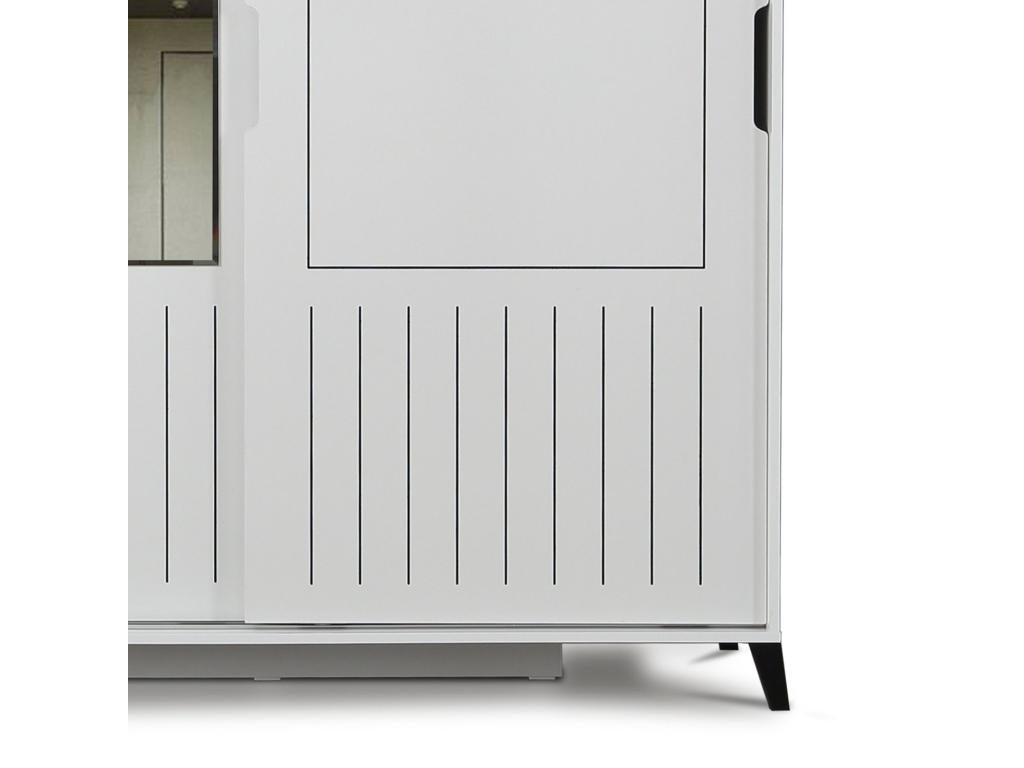 Maisonpuretop 2-Door Sliding Wardrobe with Mirror, W190 x H216 cm, White Wood, 33470URHZ