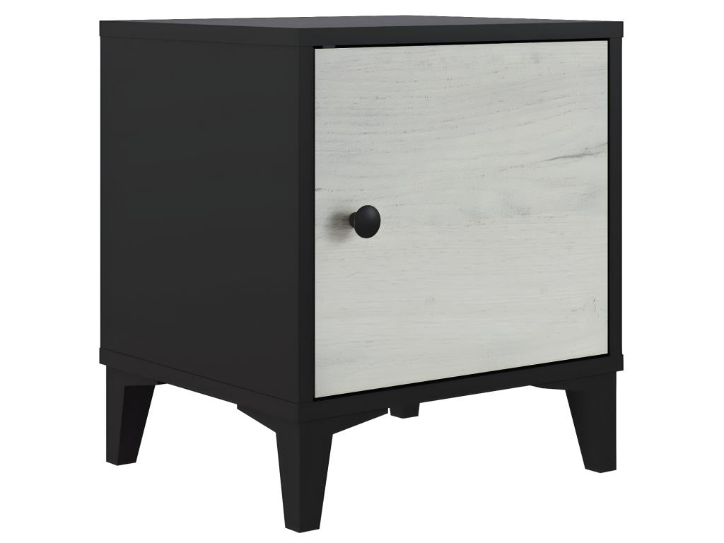 Bedside table/Nightstand in black/white melamine - Length 40 x Depth 35 x Height 45 cm 87746FQRM