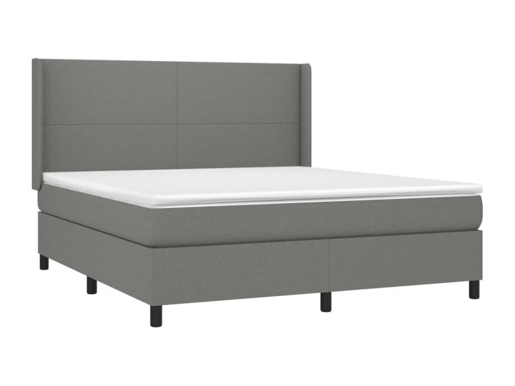 Upholstered bed base and mattress with LED lighting, dark grey, 180x200 cm, fabric, 24395YKRQ