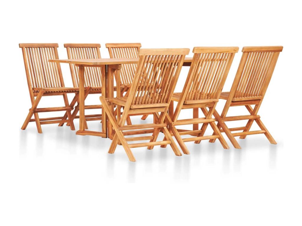 7-Piece Folding Outdoor Dining Set, Solid Teak Wood 96312CPZZ