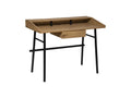 Desk with 1 drawer in oak-effect wood and black metal, 110 cm wide, 85915NGQP