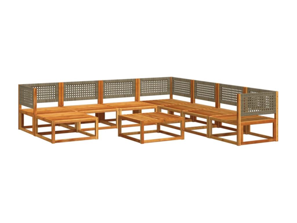 9-piece solid wood garden furniture set with cushions by Maisonpuretop 28861NGZZ