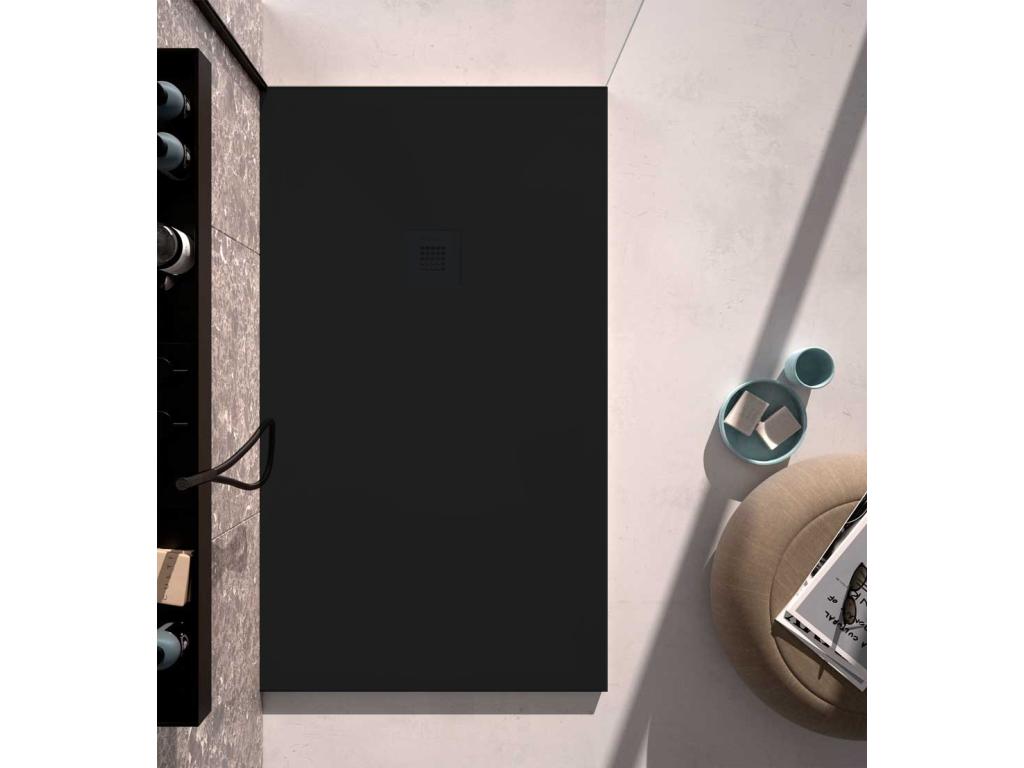 Smooth black shower tray Maisonpuretop Plus with colored grid - 130x70 cm 25547FUFX