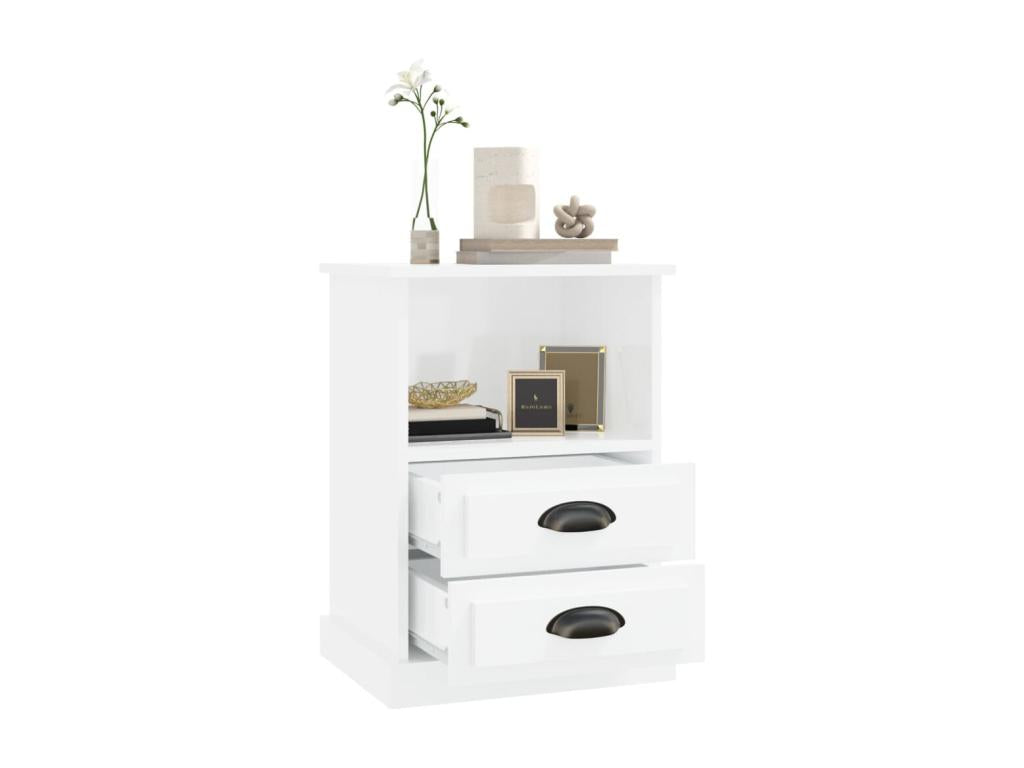 High-gloss white bedside table 43x36x60 cm 07901VWCN