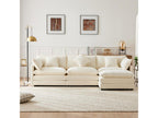 Modern design L-shaped corner sofa, chenille fabric, three-seater sofa with footrest, beige 56220TLHW