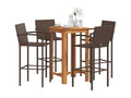 5-piece garden bar set, brown solid wood, Artvivrestore rattan, 28622BQHN