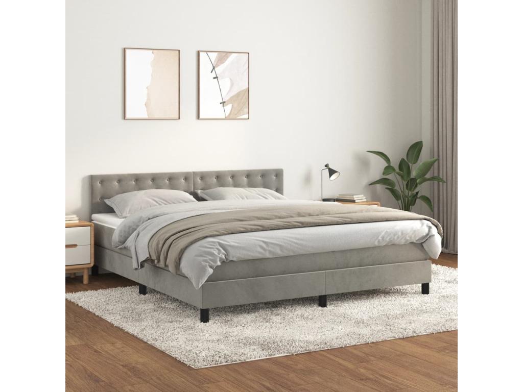 Maisonpuretop bed base and mattress, light grey, 180x200cm, velvet, 98918TGCI