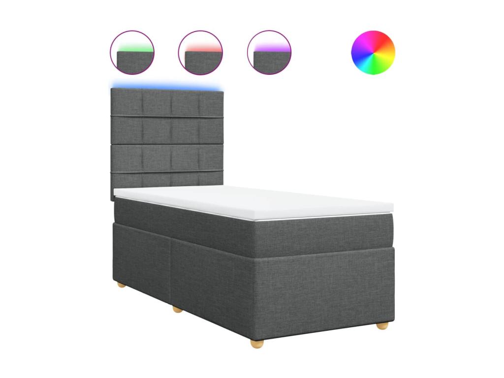 Maisonpuretop bed base with mattress, dark grey, 80x200 cm, fabric, 18194FCFO