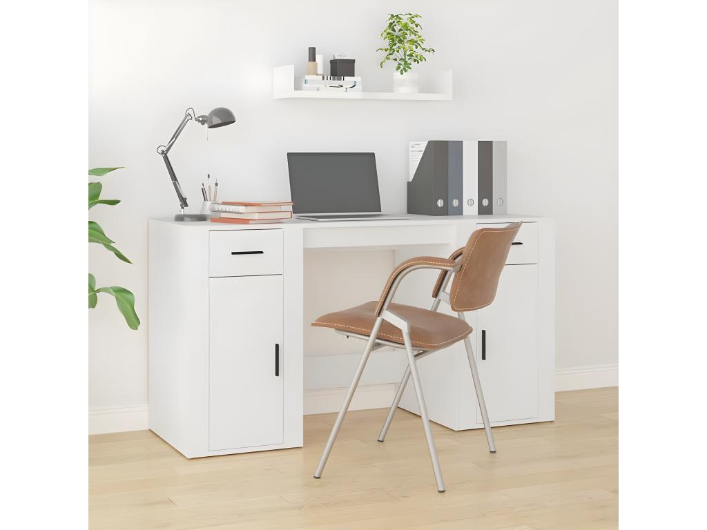 Desk with white engineered wood cabinet 00821NWEG