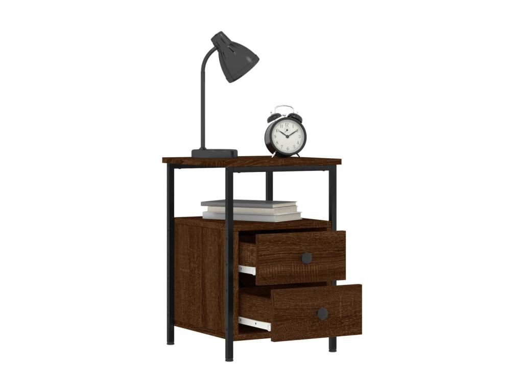 2-piece bedside tables, brown oak, 34x35.5x50cm, engineered wood, 33089DBTF
