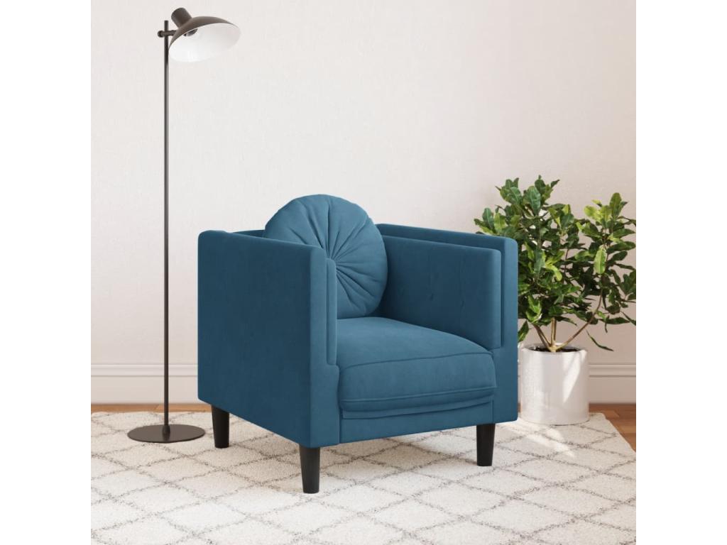 Armchair with blue velvet cushion 56033EZNM