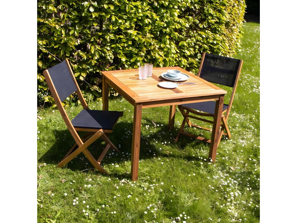 2-seater garden furniture set in solid Maisonpuretop and textilene, 12059GSRI