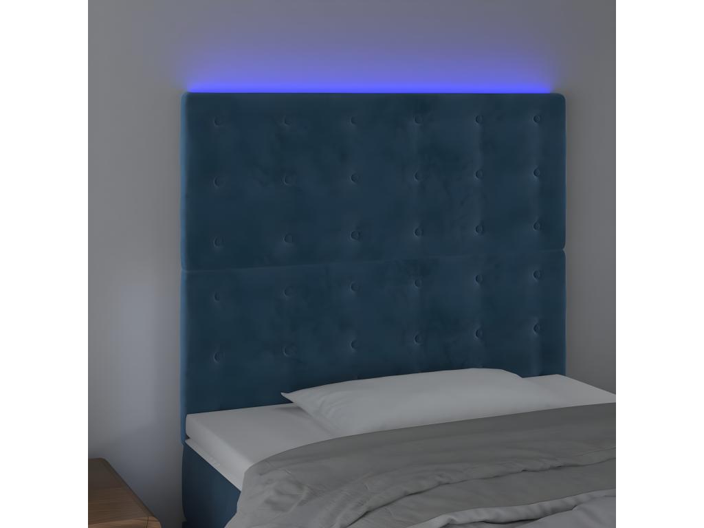 Dark Blue LED Headboard 80x5x118/128 cm Velvet 39098VAWT