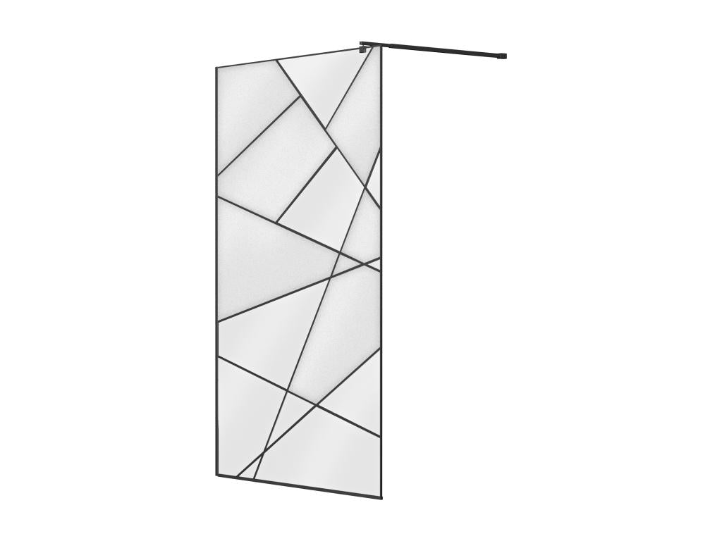 Walk-in shower screen with screen printing - Matte black - 120x200 cm - Calmetop 49531BOBV
