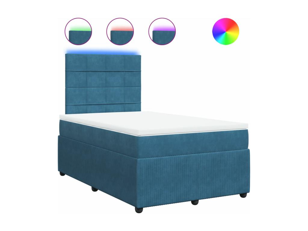 Maisonpuretop bed base and mattress, blue 120x200 cm velvet, 77190NOTO