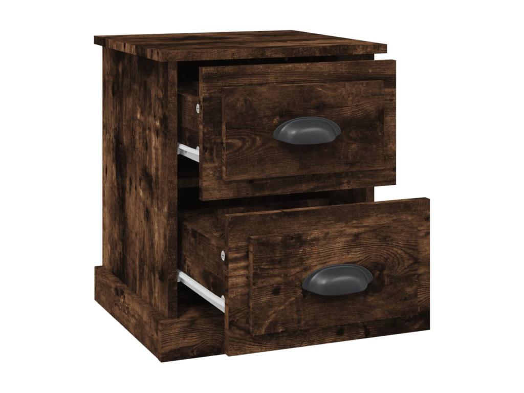 2-piece bedside tables, smoked oak, 39x39x47.5 cm, engineered wood, 65136BBYN