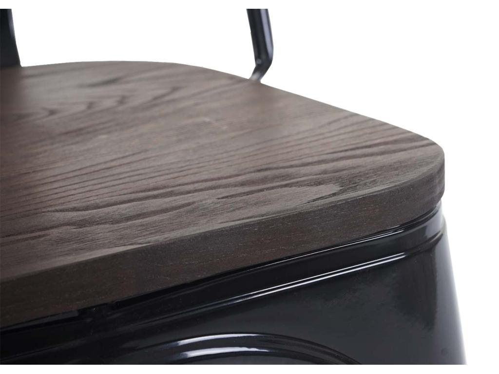 4x Artvivrestore-A73 chair with wooden seat, stackable metal chair, industrial design - black 33615BTIH