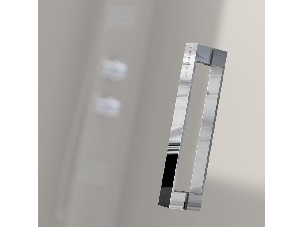 Semi-circular shower enclosure with 2 fixed glass panels and 2 sliding doors, S400 screen-printed glass, 90x90 cm, 55cm radius, 73302EKTZ