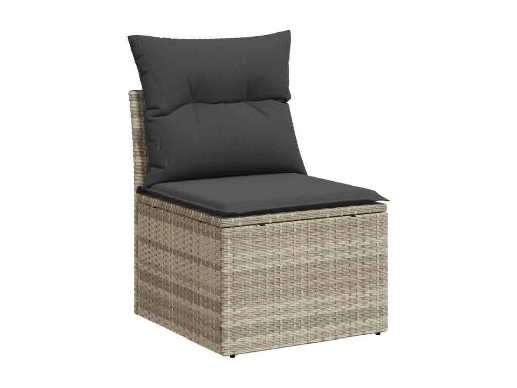 11-piece garden furniture set with light grey cushions, woven resin 71276YSTA