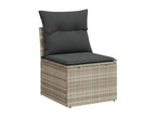11-piece garden furniture set with light grey cushions, woven resin 71276YSTA