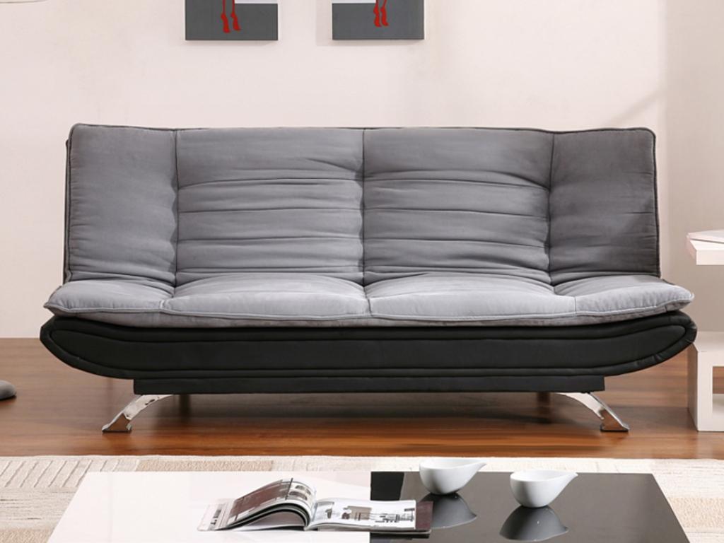 Maisonpuretop convertible sofa in fabric and faux leather Maisonpuretop III - Grey and black 70714TWGI