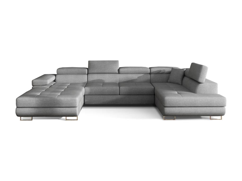 Maisonpuretop 345cm Grey Fabric Panoramic Sofa Bed with Storage - Storage on the Right 91281SBFR
