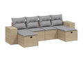 6-piece garden furniture set with cushions, méArtvivrestore beige woven resin 35101DEJX
