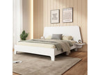 160x200 cm Solid wood double bed with storage headboard and slatted base, white, Artvivrestore, mattress not included, 74904BORZ