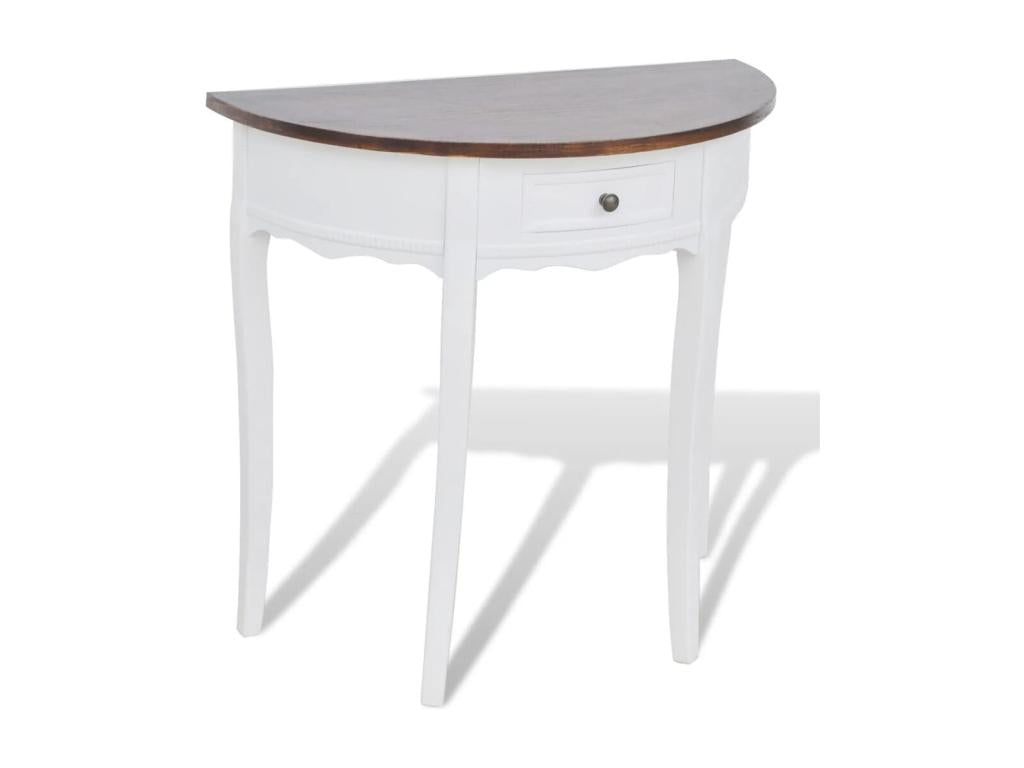 Console table with drawer and brown tabletop, semi-circular shape, 08870POLT