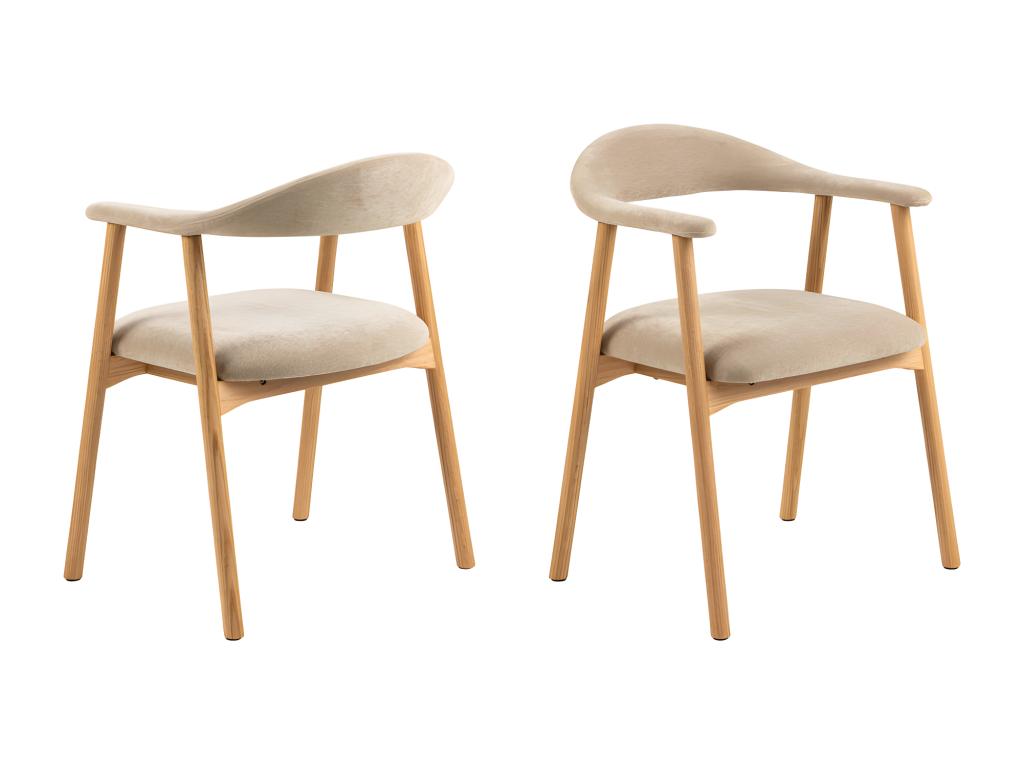 Maisonpuretop - Set of 2 fabric and wood dining chairs - Beige 88160LRLH
