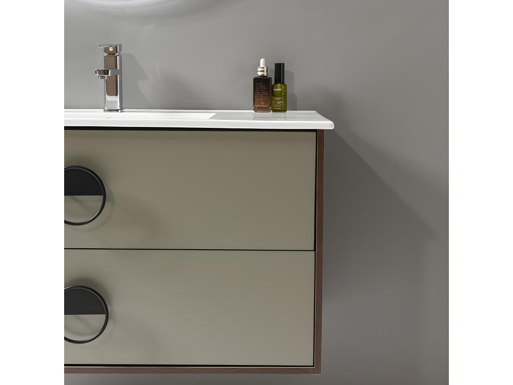 Artvivrestore - 100cm single sink bathroom vanity unit in wood and green with LED mirror 47236HZRU