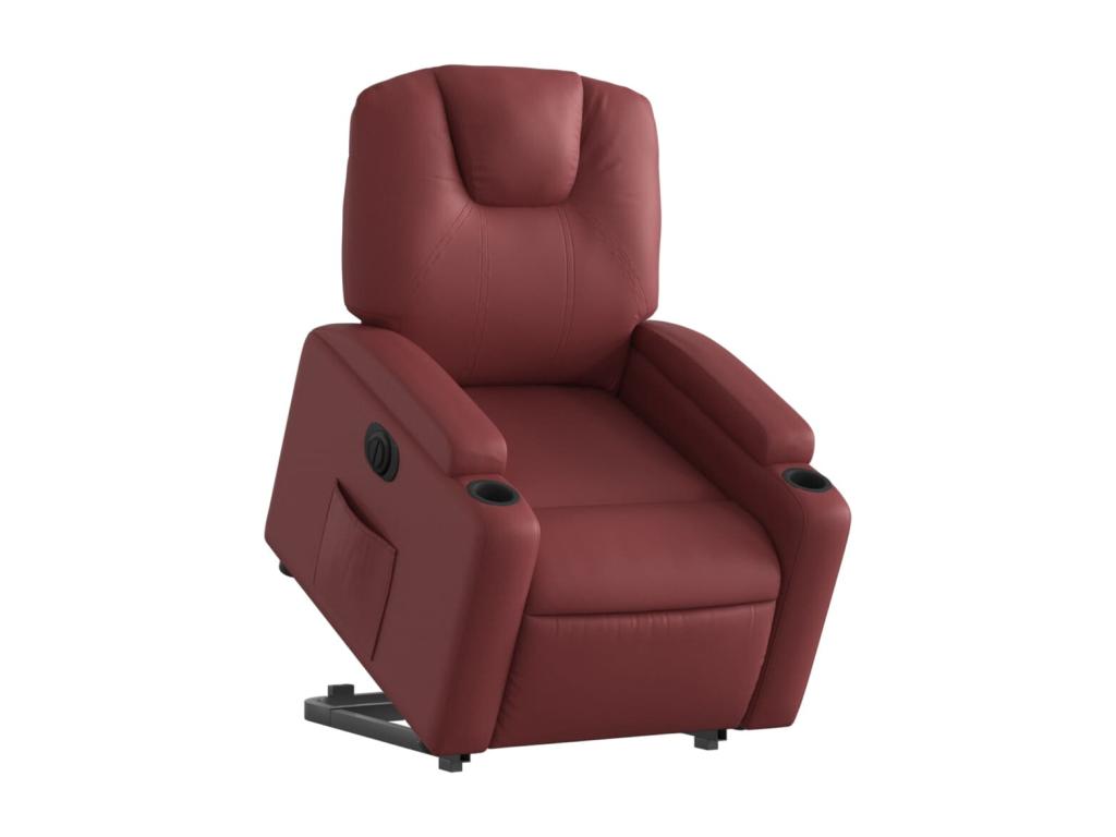 Electric reclining armchair, burgundy red faux leather 00095TEIR