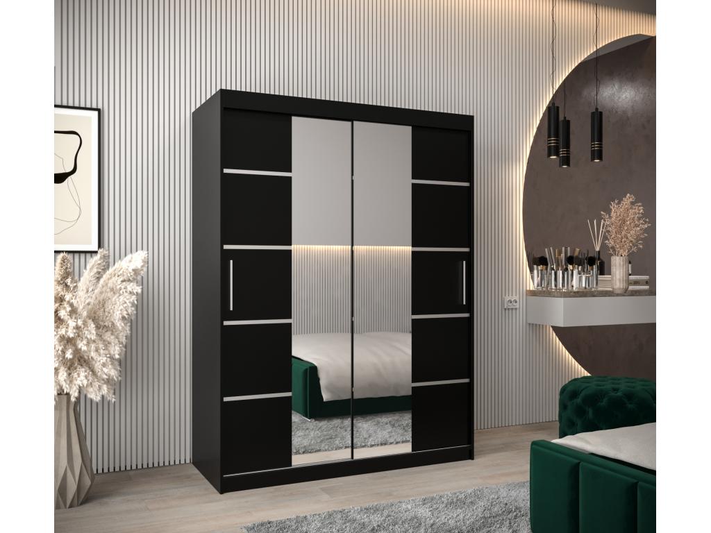 Artvivrestore 4-Door Sliding Wardrobe 200/150/62cm, 2 Doors, Black/Black 52586FRVY