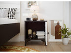 Bedside table/Nightstand in black/white melamine - Length 40 x Depth 35 x Height 45 cm 87746FQRM