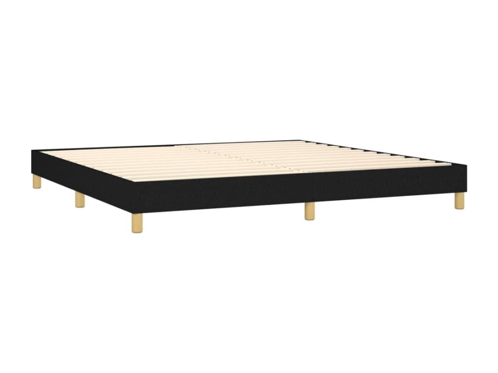 Upholstered bed base and mattress with LED lighting, black, 200x200 cm, fabric, 40402TJRW