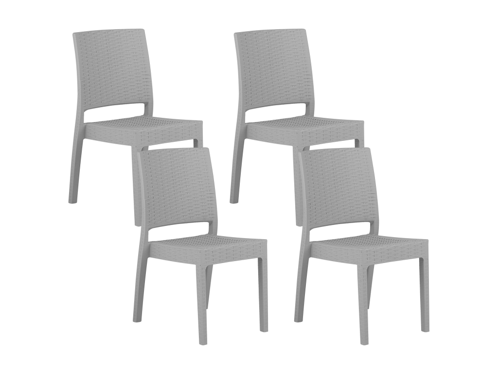 Set of 4 Artvivrestore garden chairs, synthetic material, light grey, 79648BLIE