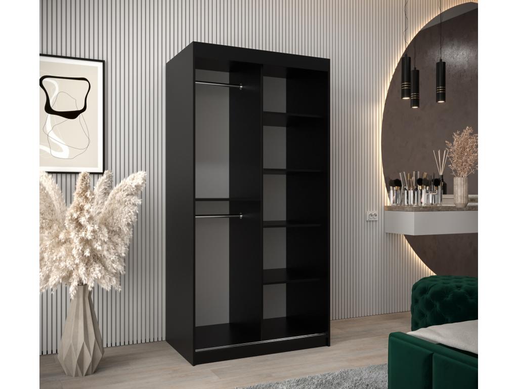 Maisonpuretop Sliding Door Wardrobe 200/100/62 2 Doors Black/White 51827TNFI