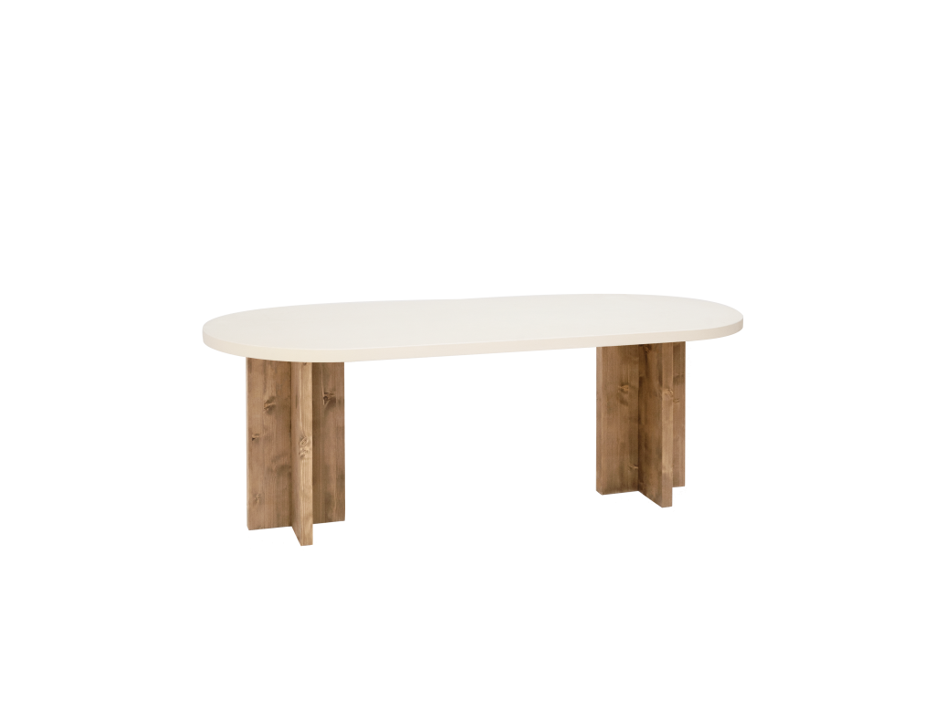 Off-white microcement oval dining table 180x75cm - Artvivrestore 51953RMYB