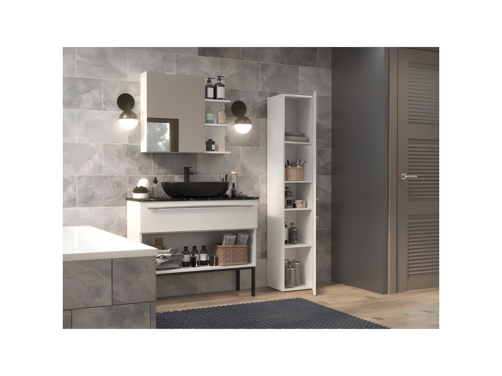 Artvivrestore - 2-Door Bathroom Cabinet - 31x30x174cm - Bathroom Storage Column 28653KFGV
