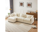 Modern design L-shaped corner sofa, chenille fabric, three-seater sofa with footrest, beige 56220TLHW