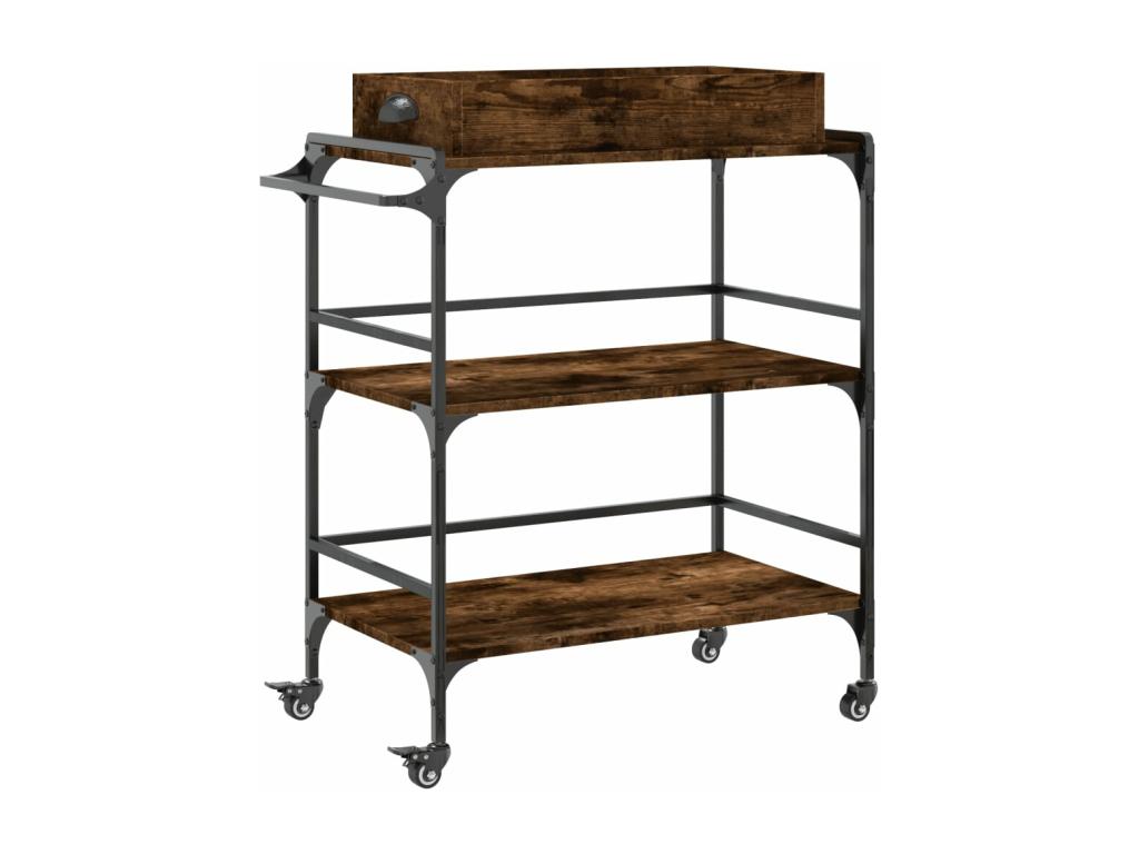 Smoked oak kitchen trolley 81.5x41x92.5 cm engineered wood 59343XMUM