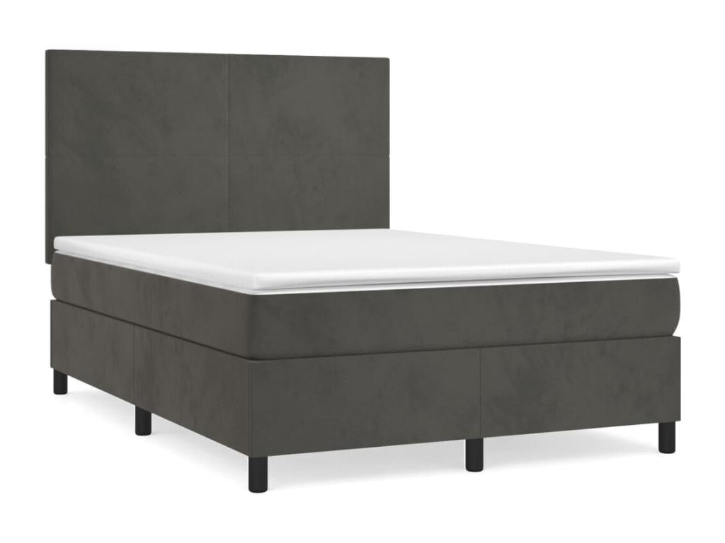 Upholstered bed base and mattress, Dark Grey, 140x200cm, Velvet, 26000HOPE