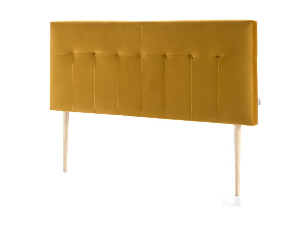 Artvivrestore Upholstered Headboard 160x100 cm Mustard Velvet Wooden Legs 48279RDKR