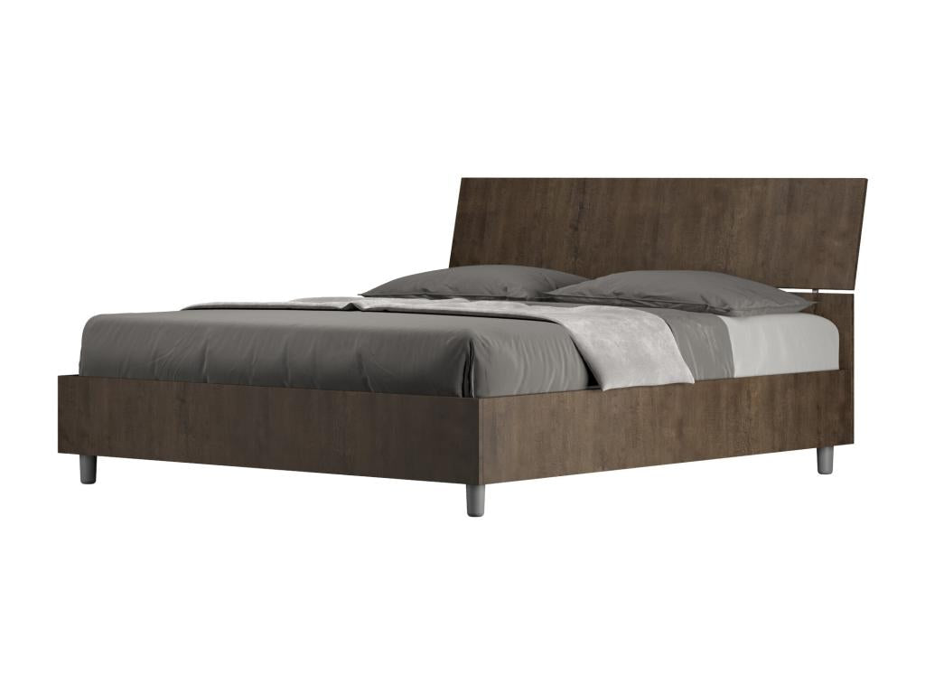 Bed with slatted base 160x190 with inclined headboard, walnut finish, Artvivrestore 26545GNAL