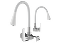 Wall-mounted flexible kitchen tap for sink, white, Maisonpuretop, flexible spout, 78371TAMY