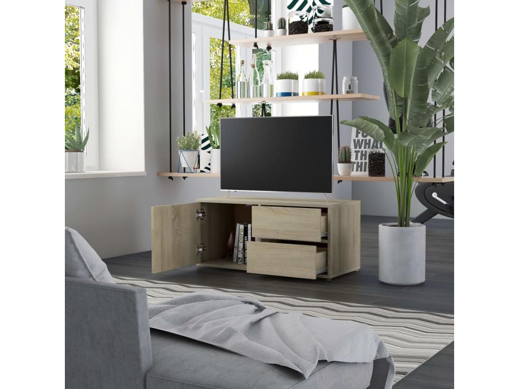 Maisonpuretop Oak TV Stand 80x34x36 cm Engineered Wood 97557JXSP