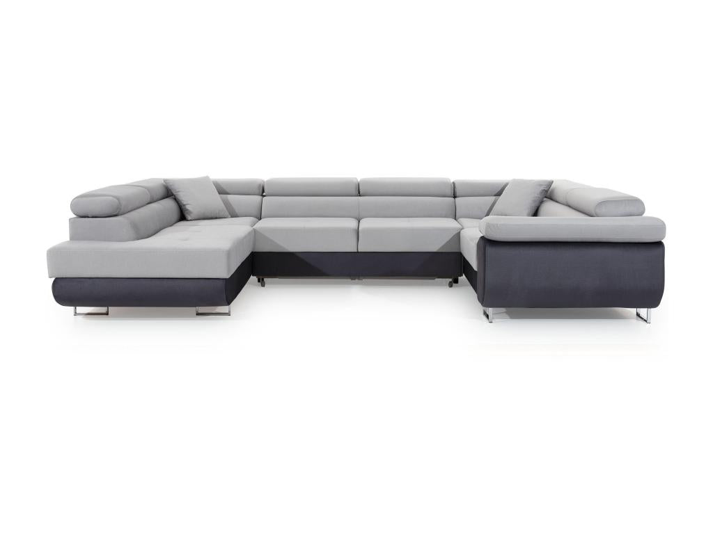 Maisonpuretop 340cm U-shaped left-hand convertible sofa in green fabric with storage compartment 54146LQKJ